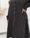 Ribbed velvet dress with buttons - Twiggy Shop
