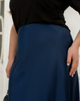Falda midi de raso