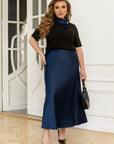 Falda midi de raso