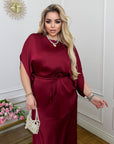 Satin set with a skirt , с деликатен polyester и elastane, изображение на елегантен дамски комплект за нощно облекло.