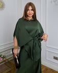 Satin set with a skirt , Composition 97% polyester и 3% elastane, елегантен дамски комплект, подходящ за нощна облекло.