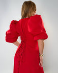 Елегантна Evening dress with puff sleeves от polyester, viscose и spandex, подходяща за специални събития.