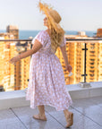 Cotton floral dress от бранд, с White фон, дълга, лятна, с флорални мотиви и леко разкроена кройка.