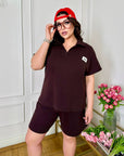 Knit set with shorts, изработен от 80% cotton и 20% elastane, с видими shorts и мек knitwearен материал.