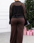 Sheer blouse and trousers set