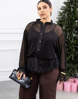 Sheer blouse and trousers set