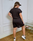 Knit set with shorts, polyester 70%, viscose 25%, elastane 5%, комфортен и стиlinen модел