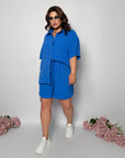 Shirt and shorts set от polyester и elastane, със стиlinen дизайн, подходящ за лятна облеклост.