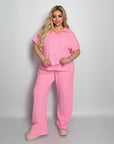 Ribbed knit set с cotton, spandex и polyester, изображение на уup toбен и стиlinen комплект, подходящ за ежедневна носия.