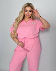 Ribbed knit set с cotton, spandex и polyester, комфортен и стиlinen за ежедневна носия.