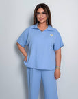 Ribbed knit set с cotton, spandex и polyester, уup toбен и стиlinen за ежедневна носия.