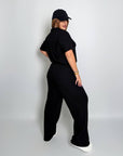 Ribbed knit set с cotton, spandex и polyester, комфортен и стиlinen за ежедневна употреба.
