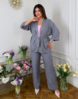 Linen ен Loose-fit set с Beigeа linen blend , Composition 80% linen и 20% polyester, за комфортен стил.