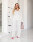 Structured knit set с polyester и spandex, изображение на моден комплект за ежедневна носия.
