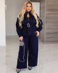 Suede blazer with a belt от polyester, viscose и elastane, показано на модел, в Beige цвят.