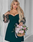 Short dress with mesh sleeves от polyester и viscose, модел на Composition, изображение на моден дамски гардероб