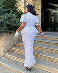 Long Dress with Detachable Peplum Belt