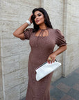 Long Dress with Detachable Peplum Belt