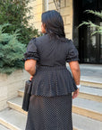 Long Dress with Detachable Peplum Belt
