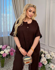 Linen blend blouse and trousers set