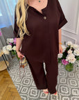 Linen blend blouse and trousers set