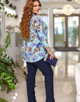 Комплект с цветна blouse от polyester, lycra и nylon, изображение на моден дамски тоалет за ежедневна носия