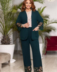 Комплект blazer и pants с флокови детайли, polyester, viscose и lycra, елегантен дамски костюм, модел IMG_8772.