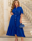Linen midi dress with a belt - Twiggy Shop