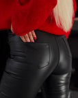 Straight-cut faux leather trousers