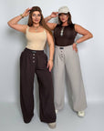 Декориран с копчета polyesterен pants с viscose и spandex, изображение на моден pants с детайли.