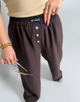 Стиlinen дамски pants с декорации и копчета, от polyester, viscose и spandex, в White цвят.