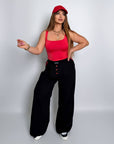 Стиlinen дамски pants с декорации и копчета, изработен от polyester, viscose и spandex, в изображението IMG_9290.jpg