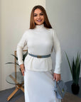 Soft turtleneck jumper, white, made from cotton and viscose, suitable for autumn-winter season, model from brand with comfortable cut.