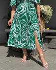 Midi dress with belt