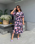 Midi dress with belt
