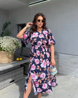 Midi dress with belt