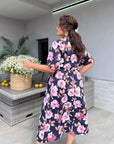 Midi dress with belt