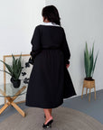 Midi dress with a statement collar made from polyester and elastane, suitable for New Year celebrations, in the image.