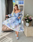 Лека Floral organza midi dress , polyester, с фееричен десен и деликатен дизайн, подходяща за летни събития.
