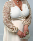 Long lace dress от polyester, модел SV082025, Whiteа и елегантна, с детайли на lace нагоре и дълга skirt.