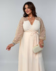 Long lace dress от polyester, модел SV082025, изображение на елегантна женска рокля с тънки презрамки.
