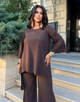 Colourful loose-fitting set with rhinestones, made from polyester, viscose and lycra, model for everyday style