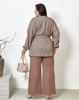 Short fluffy cardigan with belt