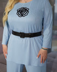 Ribbed fabric set with a belt , polyester 80%, lycra 2%, nylon 18%, за ежедневна облекло