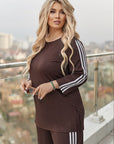 Ribbed fabric set with stripes , polyester и lycra, моден и комфортен за ежедневна носия.
