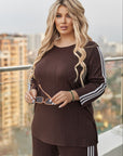 Ribbed fabric set with stripes , polyester 80%, lycra 2%, nylon 18%, моден и уup toбен за носене.