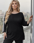 Ribbed fabric set with stripes , polyester и lycra, изображение на стиlinen дамски комплект с Coloredи linen ти.