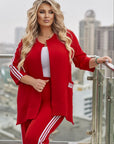 Комплект pants и blazer с linen ти, polyester и lycra, моден и елегантен за дамски стил.