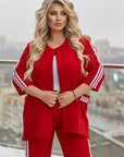 Pants and blazer set with stripes , polyester и lycra, стиlinen и модерен за ежедневна или официална визия.