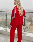 Pants and blazer set with stripes , polyester и lycra, стиlinen и елегантен за модерни визии